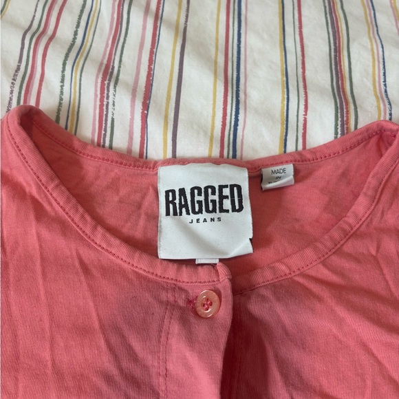 Pink Ragged Jeans Button-Up Crop Top - Picture 2 of 2